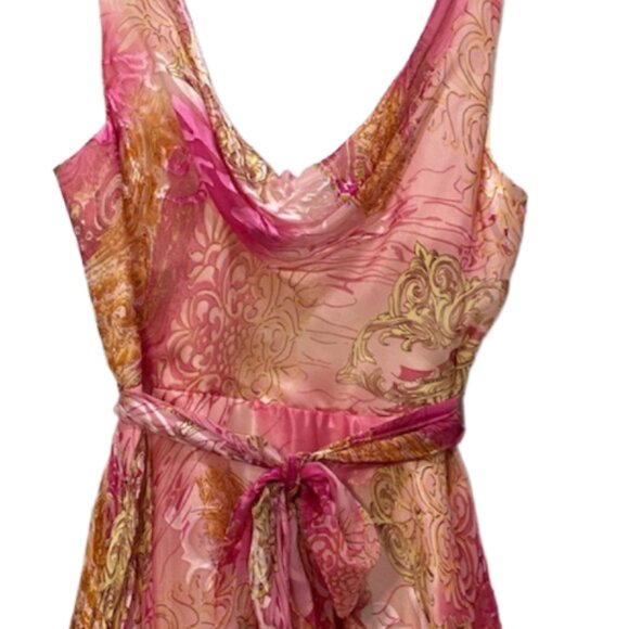 NWT VICTOR COSTA Womens Pink Drape Silk Dress Size 12 Fairycore Balletcore Flowy - Picture 5 of 12